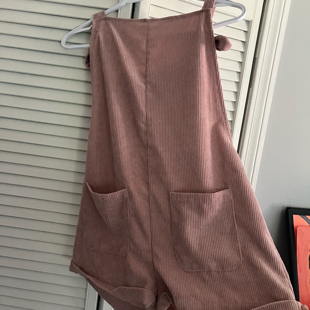 SHEIN pink overalls, soft material.